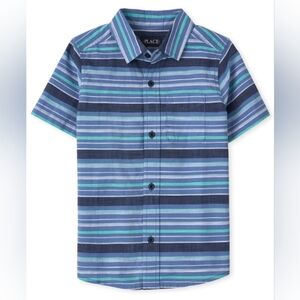 Boys Striped SS Chambray Button Up Shirt - size XXL (16)